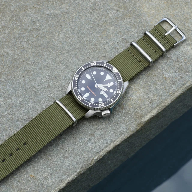 Alt view image 4 of 5 - Watch Band - Waterproof Ballistic Nylon One-Piece Military Watch Straps for Men & Women (18mm, Army Green)