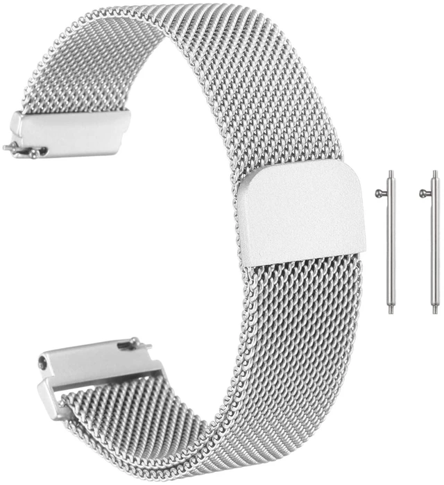 Main image of Stainless Steel Mesh Watch Band 16mm Quick Release Metal Replacement Watch Strap with Magnetic Buckle for Men Women, Silver Tone