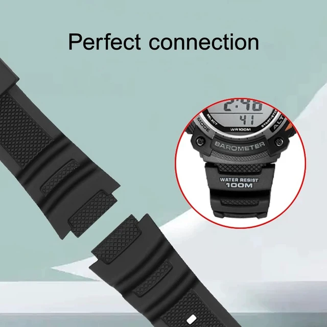 Alt view image 4 of 5 - Resin Strap Compatible with Casio AE-1200 AE-1300 F-108 W-216H AE-1000w AEQ-110 W-800H AQ-S800W SGW-300H W-216H W-218 Men's 18mm Watch Band Replacement (black silver buckle)