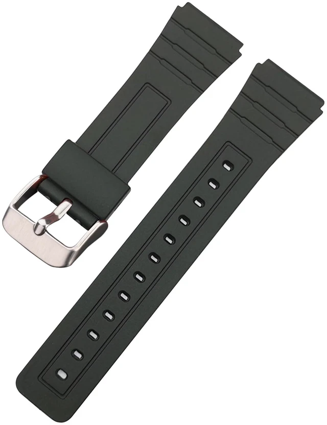 Main image of Replacement Band for Casio F-84/F-91W/F-94/F-105/A158/A168, Soft PU Watch Strap for Casio A158 Series (Black)