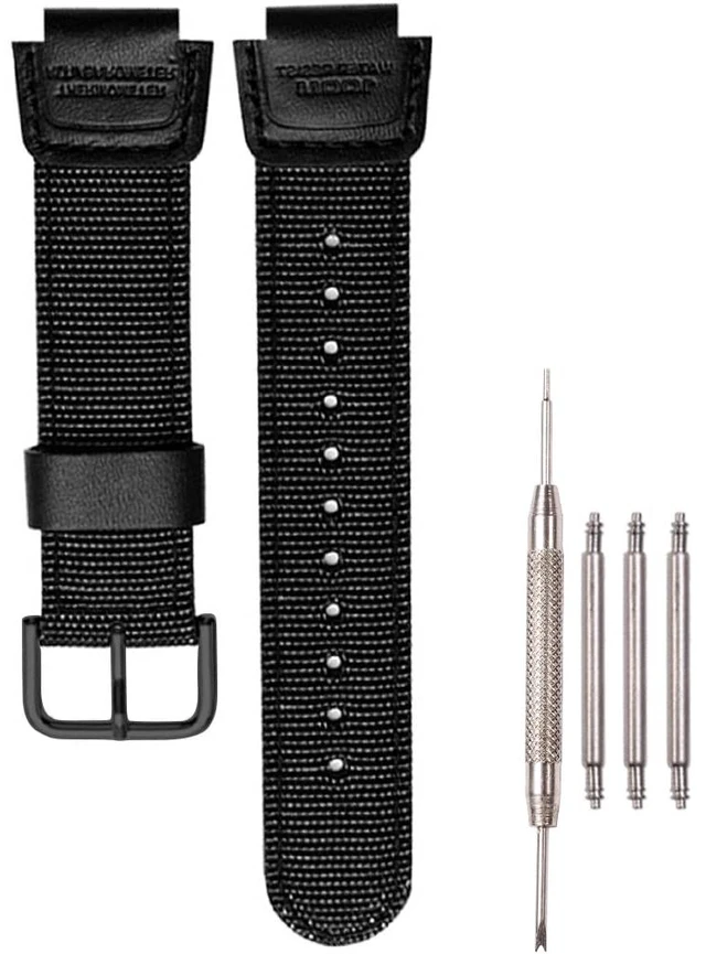 Main image of 18mm Nylon strap Compatible with Casio AQ-S810W AE1200WH SGW-300H 400 500 Men's Black weave Watch Band