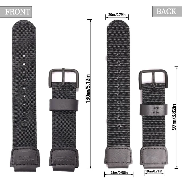 Alt view image 4 of 6 - 18mm Nylon strap Compatible with Casio AQ-S810W AE1200WH SGW-300H 400 500 Men's Black weave Watch Band