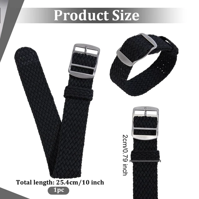 Alt view image 2 of 5 - Nylon Watch Band 20mm Black Replacement Watch Band One-Piece Nylon Braided Watchband Universal Outdoor Watches Strap for Men Women Watches Strap Bands Replacement