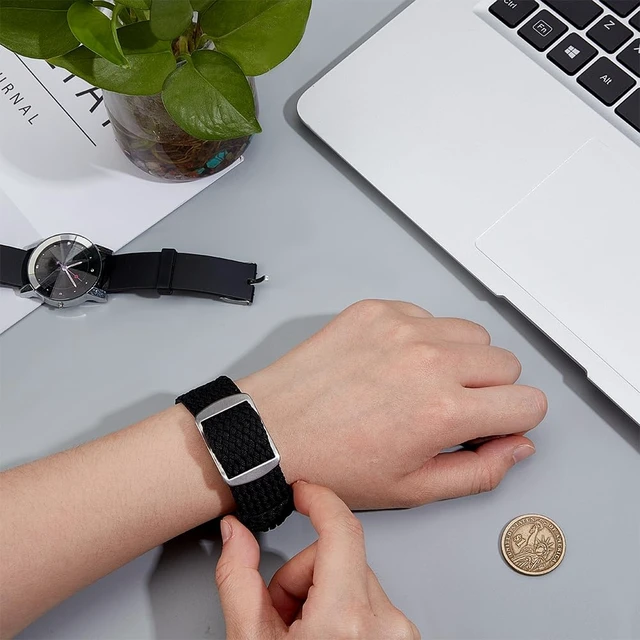 Alt view image 3 of 5 - Nylon Watch Band 20mm Black Replacement Watch Band One-Piece Nylon Braided Watchband Universal Outdoor Watches Strap for Men Women Watches Strap Bands Replacement
