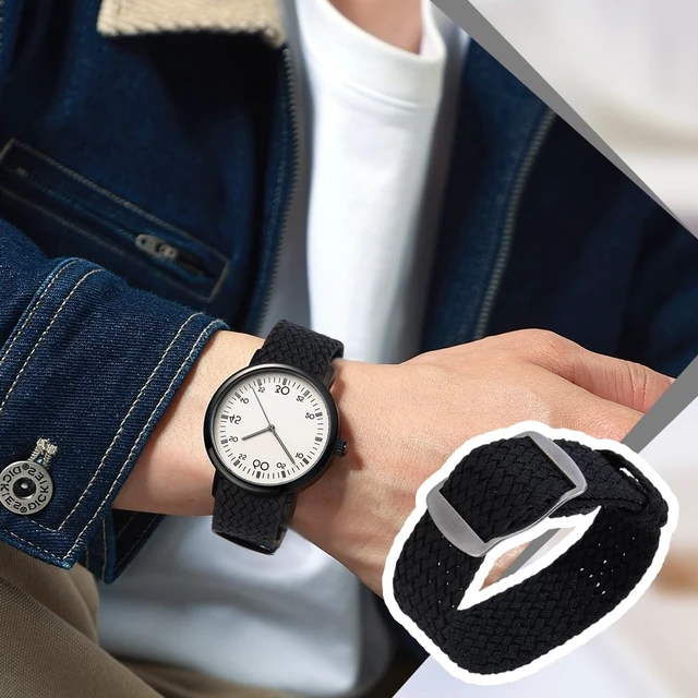 Alt view image 5 of 5 - Nylon Watch Band 20mm Black Replacement Watch Band One-Piece Nylon Braided Watchband Universal Outdoor Watches Strap for Men Women Watches Strap Bands Replacement