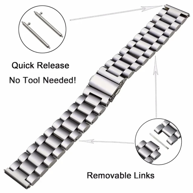Alt view image 5 of 7 - Steel Watch Band 20mm Quick Release Universal Metal Watchband,Smart Watch Strap Replacement Band for Men Women
