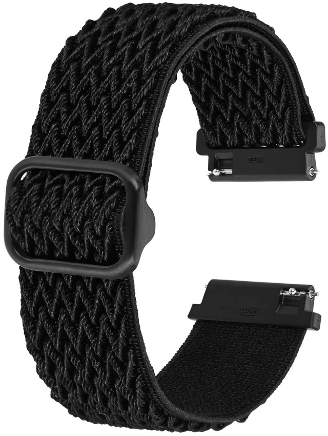 Main image of Stretchy Nylon Watch Band, Adjustable Buckle Loop Bands, Quick Release, Elastic Braided Nylon Strap 16mm, Black