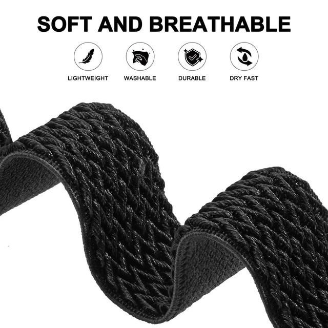 Alt view image 3 of 7 - Stretchy Nylon Watch Band, Adjustable Buckle Loop Bands, Quick Release, Elastic Braided Nylon Strap 16mm, Black