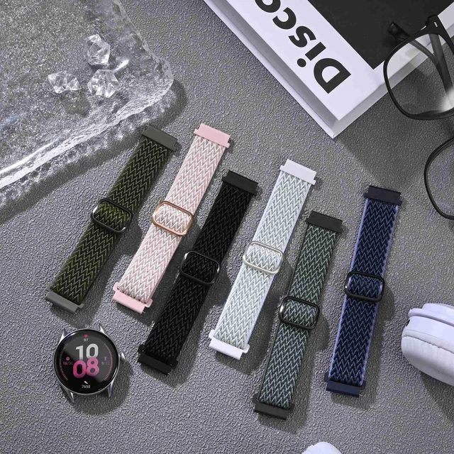 Alt view image 7 of 7 - Stretchy Nylon Watch Band, Adjustable Buckle Loop Bands, Quick Release, Elastic Braided Nylon Strap 16mm, Black