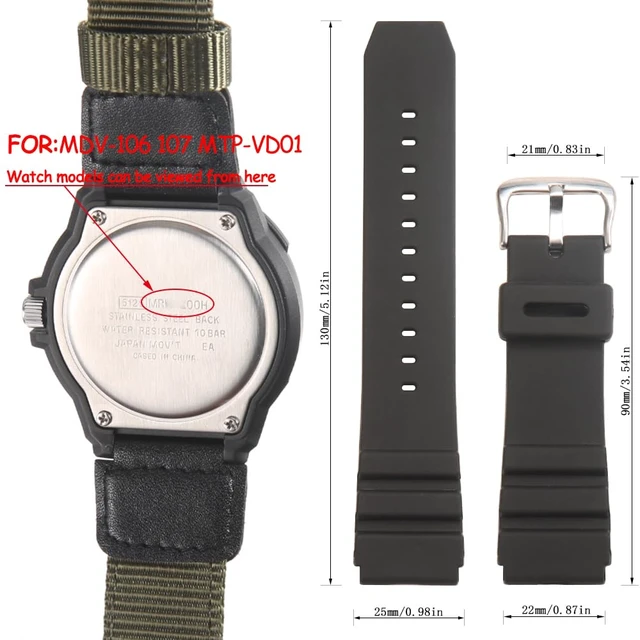 Alt view image 2 of 6 - Silicone Watch Band Compatible with Casio MDV106-1A AMW320R AMW320D | 22mm Men's rubber replacement strap unisex diver sports Metal Buckle Wristband (Steel buckle)