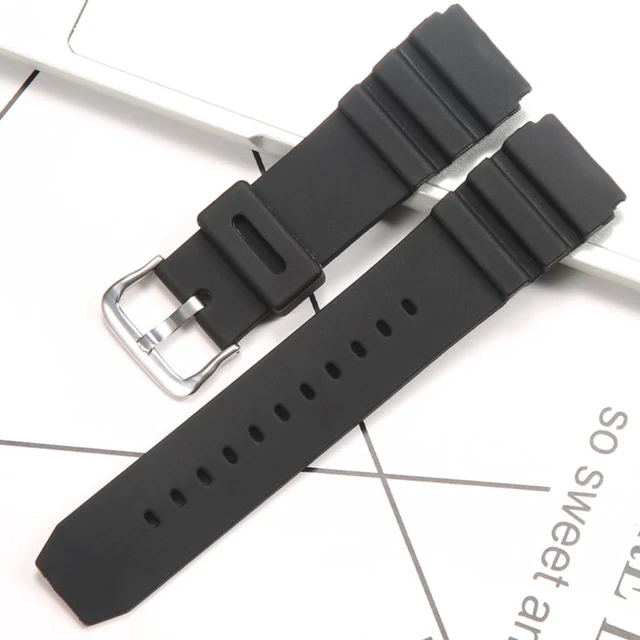 Alt view image 3 of 6 - Silicone Watch Band Compatible with Casio MDV106-1A AMW320R AMW320D | 22mm Men's rubber replacement strap unisex diver sports Metal Buckle Wristband (Steel buckle)