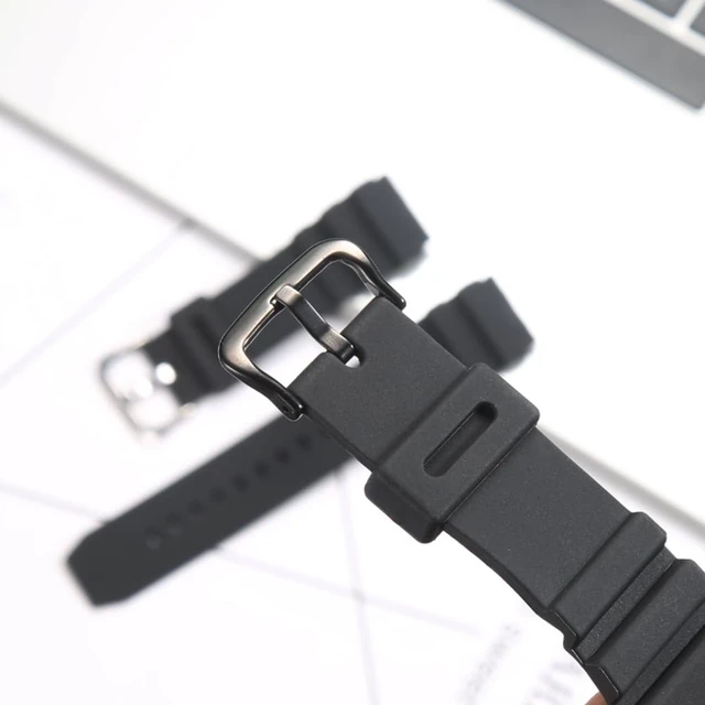 Alt view image 6 of 6 - Silicone Watch Band Compatible with Casio MDV106-1A AMW320R AMW320D | 22mm Men's rubber replacement strap unisex diver sports Metal Buckle Wristband (Steel buckle)