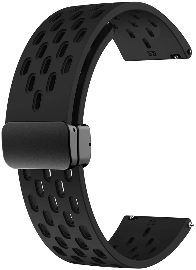 Main image of Magnetic Silicone 22mm Watch Band Quick Release for Men Women | Sport Strap Sweatproof Breathable Soft Wristband for Men Women, Black