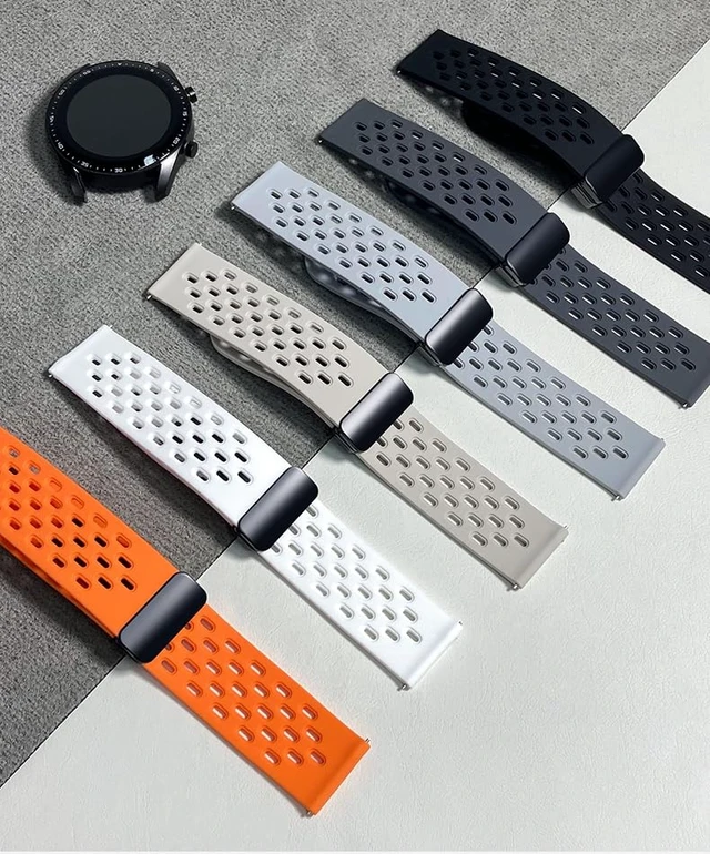 Alt view image 5 of 7 - Magnetic Silicone 22mm Watch Band Quick Release for Men Women | Sport Strap Sweatproof Breathable Soft Wristband for Men Women, Black