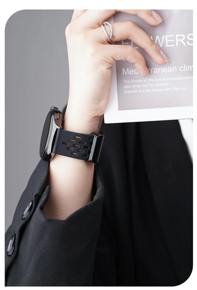 Alt view image 4 of 7 - Magnetic Silicone 22mm Watch Band Quick Release for Men Women | Sport Strap Sweatproof Breathable Soft Wristband for Men Women, Black