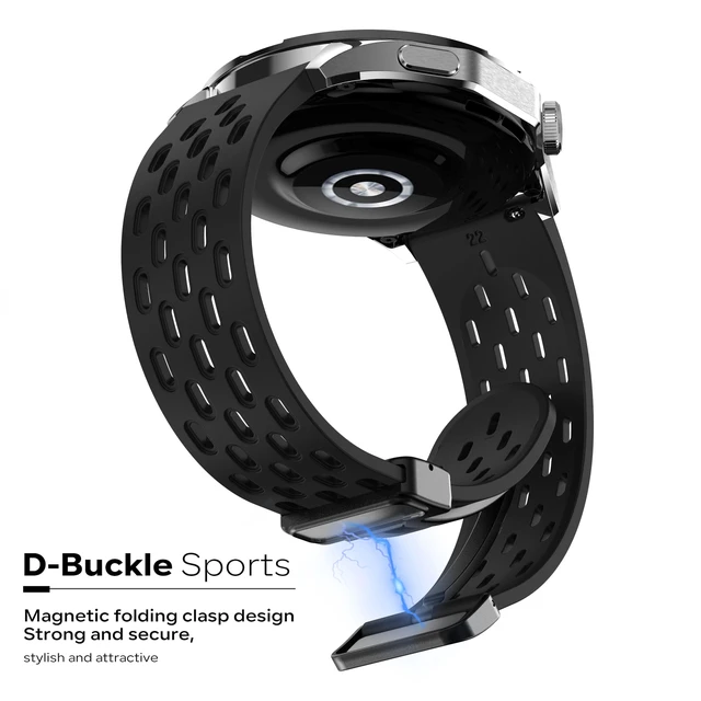 Alt view image 2 of 7 - Magnetic Silicone 22mm Watch Band Quick Release for Men Women | Sport Strap Sweatproof Breathable Soft Wristband for Men Women, Black