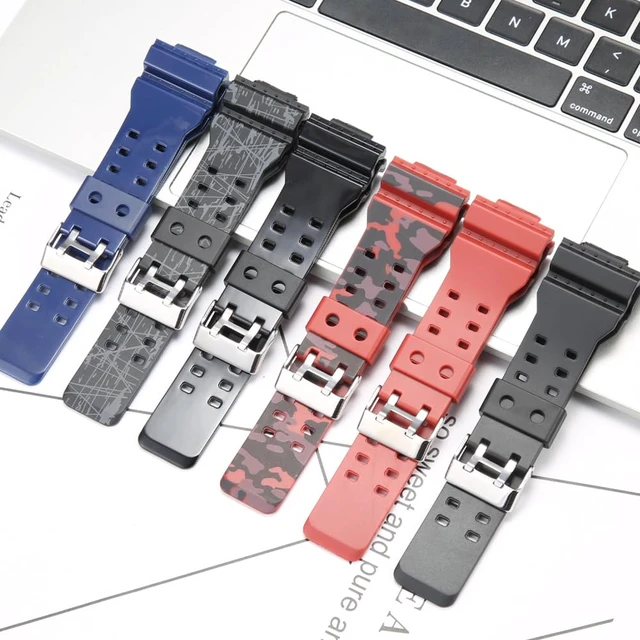 Alt view image 6 of 6 - Resin Replacement Bands Compatible with Casio GA100 GA-100 GA-120 GA110 GD-120 GD100 Watch Strap (Black BlackBuckle)