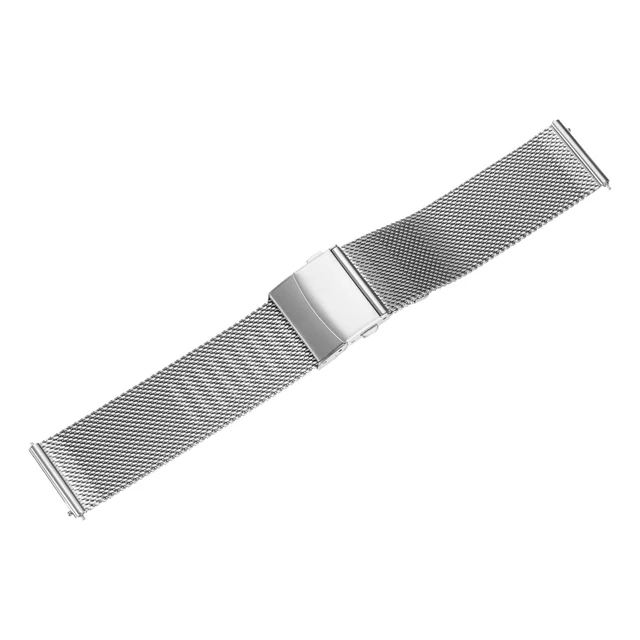 Alt view image 3 of 7 - Stainless Steel Mesh Watch Band 22mm Width 1.8mm Thick Quick Release Metal Watch Strap Adjustable Fold Clasp Replacement Bands for Men Women, Silver Tone