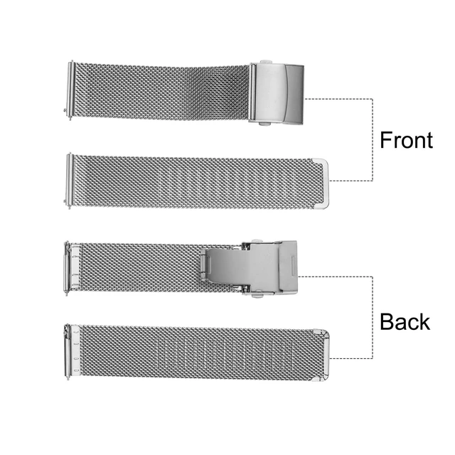 Alt view image 4 of 7 - Stainless Steel Mesh Watch Band 22mm Width 1.8mm Thick Quick Release Metal Watch Strap Adjustable Fold Clasp Replacement Bands for Men Women, Silver Tone