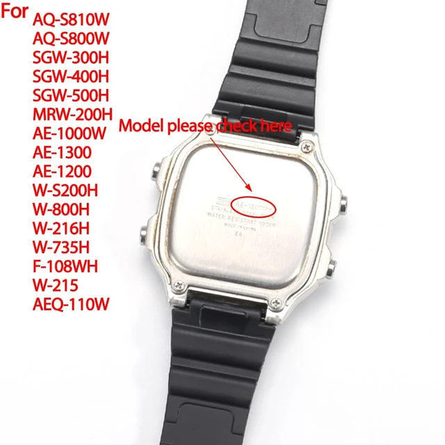 Alt view image 2 of 6 - Waterproof Resin Strap Compatible with Casio F108WH AE1200WH A158WA W800H A168WA Unisex Replacement Watch Band Rubber Bracelet (Black Black buckle)