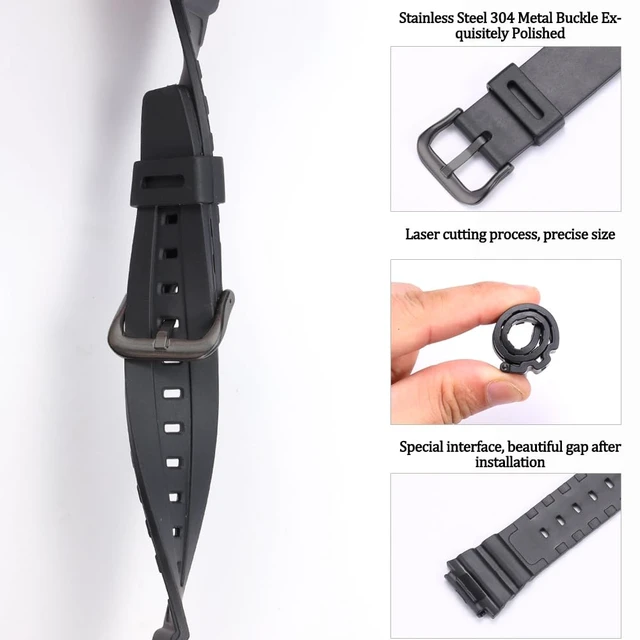 Alt view image 4 of 6 - Waterproof Resin Strap Compatible with Casio F108WH AE1200WH A158WA W800H A168WA Unisex Replacement Watch Band Rubber Bracelet (Black Black buckle)