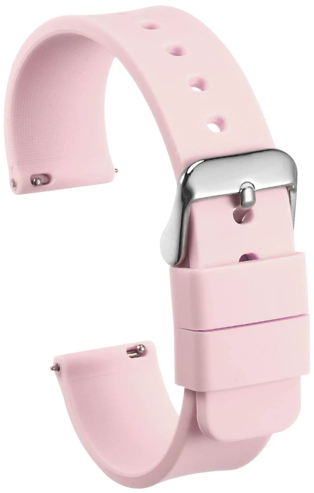 Main image of Silicone Watch Band 14mm Width Quick Release Soft Rubber Replacement Watch Strap with Stainless Steel Buckle for Men Women, Pink