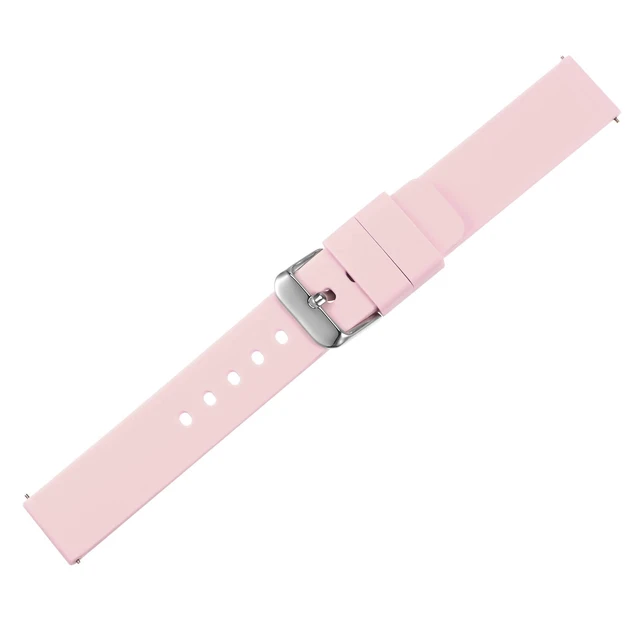 Alt view image 3 of 7 - Silicone Watch Band 14mm Width Quick Release Soft Rubber Replacement Watch Strap with Stainless Steel Buckle for Men Women, Pink