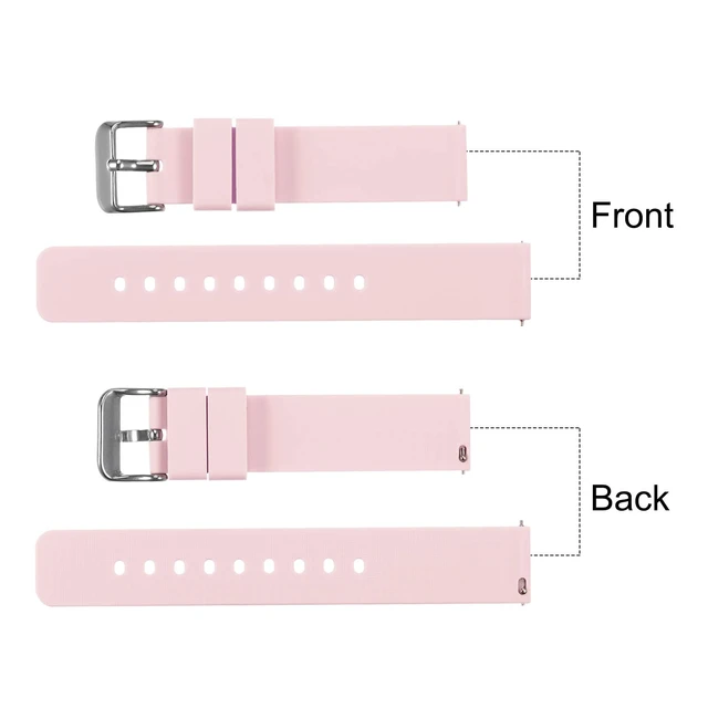 Alt view image 4 of 7 - Silicone Watch Band 14mm Width Quick Release Soft Rubber Replacement Watch Strap with Stainless Steel Buckle for Men Women, Pink