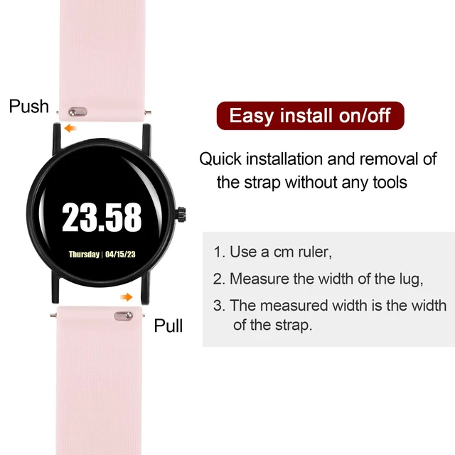 Alt view image 5 of 7 - Silicone Watch Band 14mm Width Quick Release Soft Rubber Replacement Watch Strap with Stainless Steel Buckle for Men Women, Pink