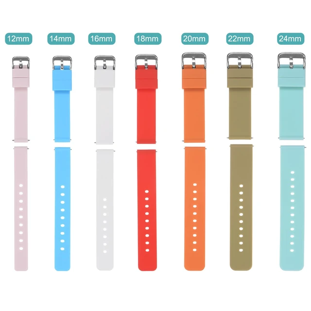 Alt view image 7 of 7 - Silicone Watch Band 14mm Width Quick Release Soft Rubber Replacement Watch Strap with Stainless Steel Buckle for Men Women, Pink