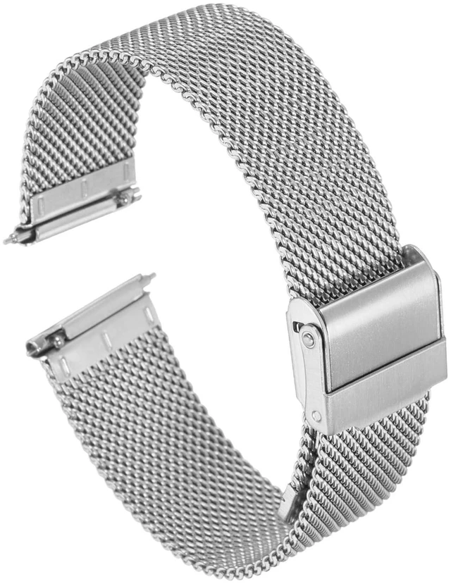 Main image of 316L Stainless Steel Mesh Watch Band 19mm Quick Release Adjustable Metal Watch Strap for Men Women, Silver Tone