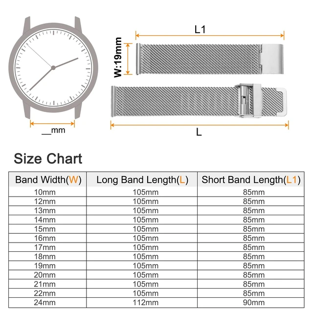 Alt view image 2 of 6 - 316L Stainless Steel Mesh Watch Band 19mm Quick Release Adjustable Metal Watch Strap for Men Women, Silver Tone
