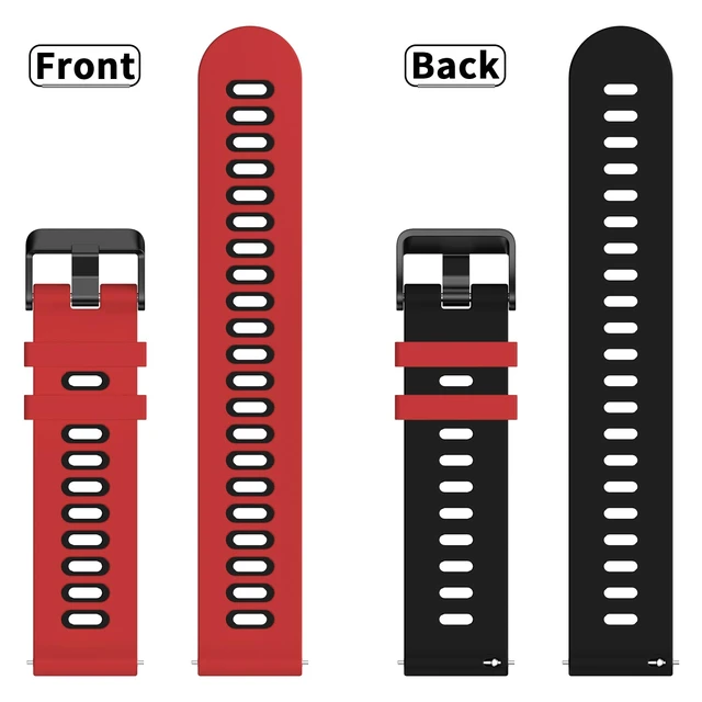 Alt view image 4 of 7 - Silicone Watch Bands Quick Release 20mm 22mm, Soft Silicone Rubber Sport Replacement Watch Strap for Women Men (22mm, Red/Black)
