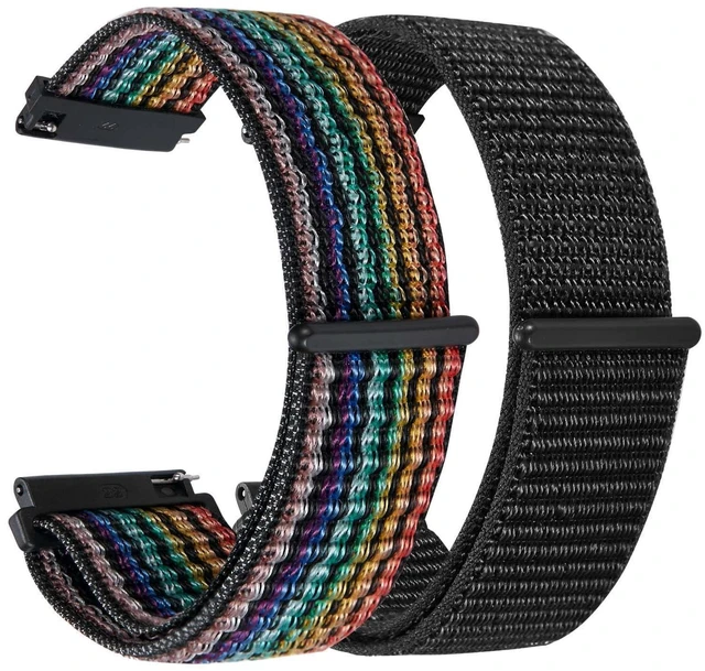 Main image of Quick Release Nylon Fabric Replacement Adjustable for Samsung Gear S3/Galaxy Watch 46mm(2019)/Galaxy Watch 3 45mm Men Women(22mm, Colourful/Black)