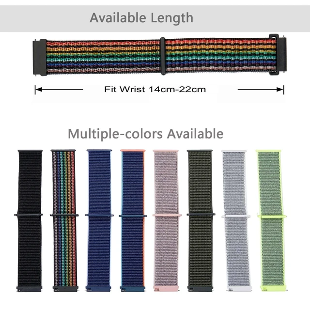Alt view image 5 of 7 - Quick Release Nylon Fabric Replacement Adjustable for Samsung Gear S3/Galaxy Watch 46mm(2019)/Galaxy Watch 3 45mm Men Women(22mm, Colourful/Black)