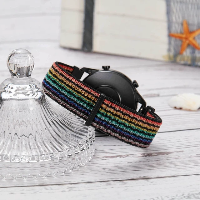 Alt view image 6 of 7 - Quick Release Nylon Fabric Replacement Adjustable for Samsung Gear S3/Galaxy Watch 46mm(2019)/Galaxy Watch 3 45mm Men Women(22mm, Colourful/Black)
