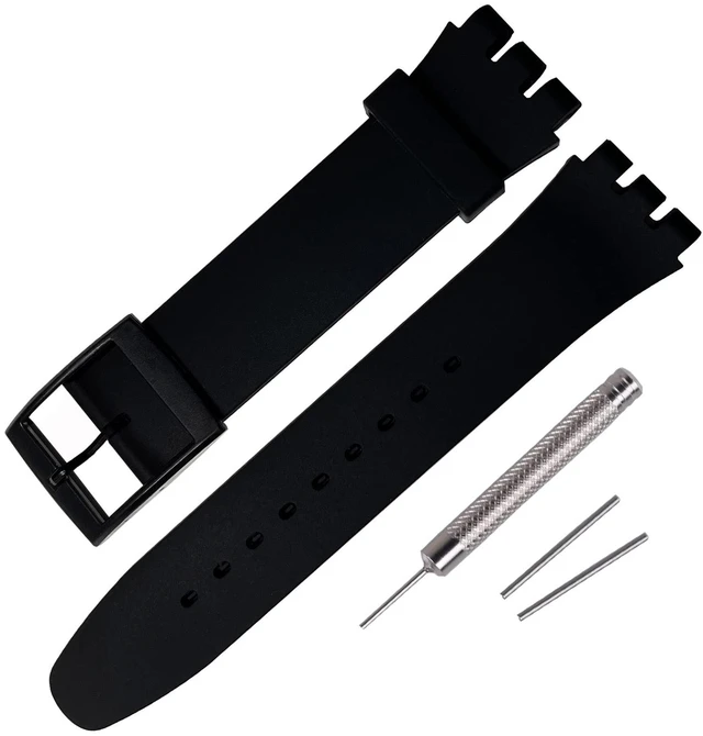 Main image of Rubber Watch Strap/Watch Band Replacement for Swatch (17mm, Black)