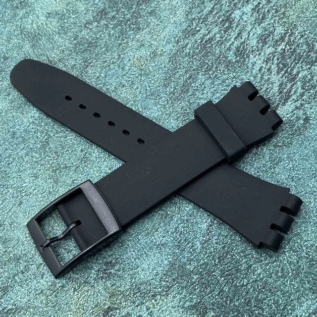 Alt view image 6 of 7 - Rubber Watch Strap/Watch Band Replacement for Swatch (17mm, Black)