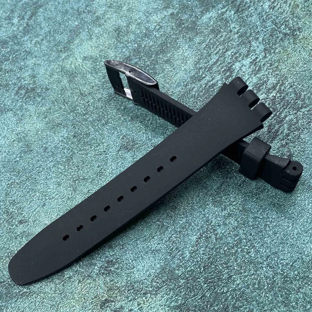 Alt view image 7 of 7 - Rubber Watch Strap/Watch Band Replacement for Swatch (17mm, Black)