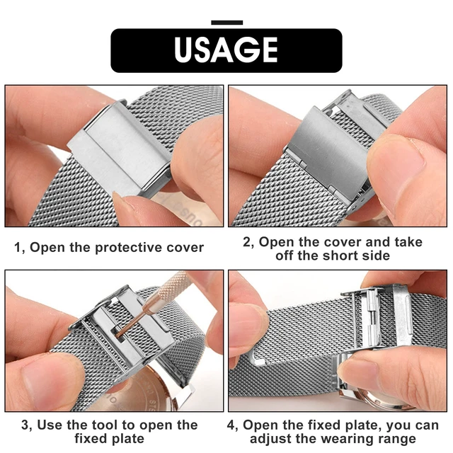 Alt view image 5 of 7 - cobee Milanese Mesh Watch Bands, Quick Release Replacement Watch Straps Adjustable Stainless Steel Watchbands for Men Women Universal Metal Mesh Straps Compatible with 20mm Lug Width(Silver, 20mm)