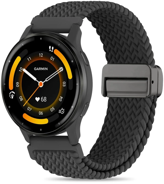 Main image of 22mm Magnetic Braided Nylon Band Compatible With Garmin Venu 3 Watch Band/Venu 4 45mm/Venu 2/Vivoactive 4, Quick Release Stretchy Strap Replacement for Forerunner 265/255/570-47mm