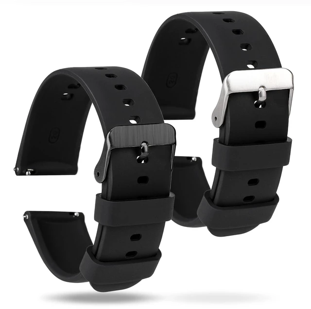 Main image of 2 Pcs Silicone Watch Bands, Quick Release Soft Rubber Replacement Watch Bands Watch Straps for Men Women (22mm)