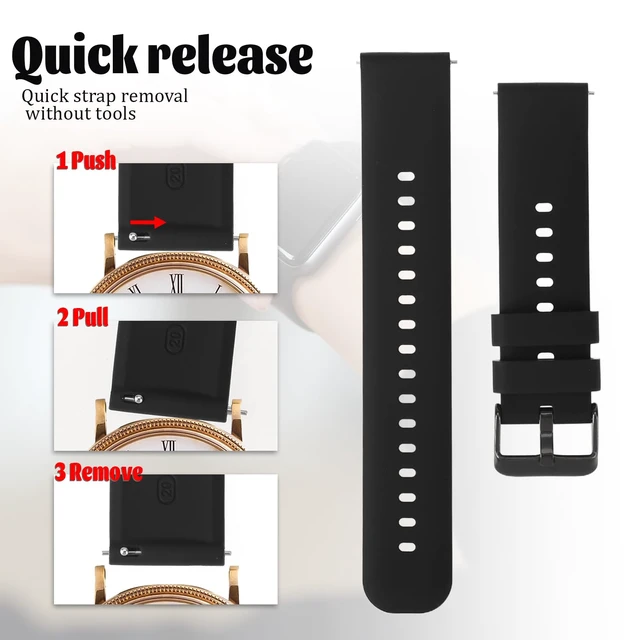 Alt view image 4 of 7 - 2 Pcs Silicone Watch Bands, Quick Release Soft Rubber Replacement Watch Bands Watch Straps for Men Women (22mm)