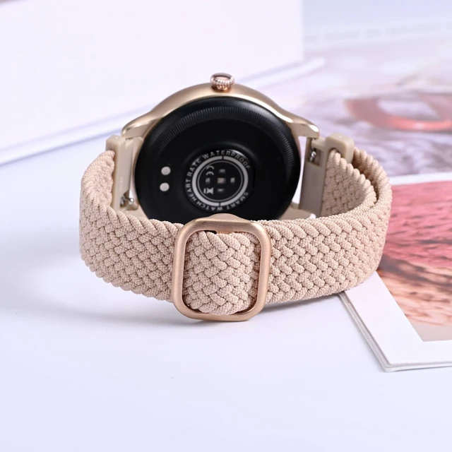 Alt view image 2 of 7 - Nylon Watch Bands 18mm, Adjustable Braided Loop Straps for Men and Women,Pink with Rose Gold Buckle