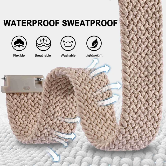 Alt view image 5 of 7 - Nylon Watch Bands 18mm, Adjustable Braided Loop Straps for Men and Women,Pink with Rose Gold Buckle