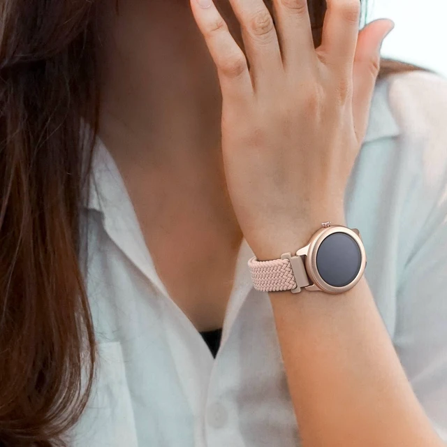 Alt view image 6 of 7 - Nylon Watch Bands 18mm, Adjustable Braided Loop Straps for Men and Women,Pink with Rose Gold Buckle