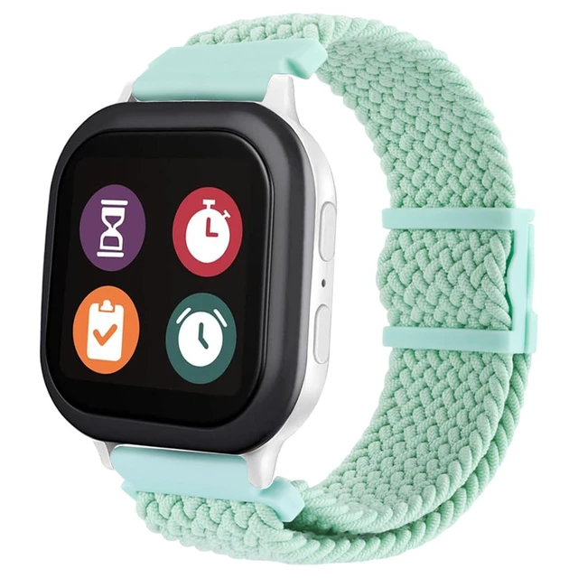 Alt view image 2 of 7 - Stretchy Braided Gizmo Watch Band Replacement - Magnetic Buckle, Adjustable Length, Breathable, Quick Release Spring Bars - Teal