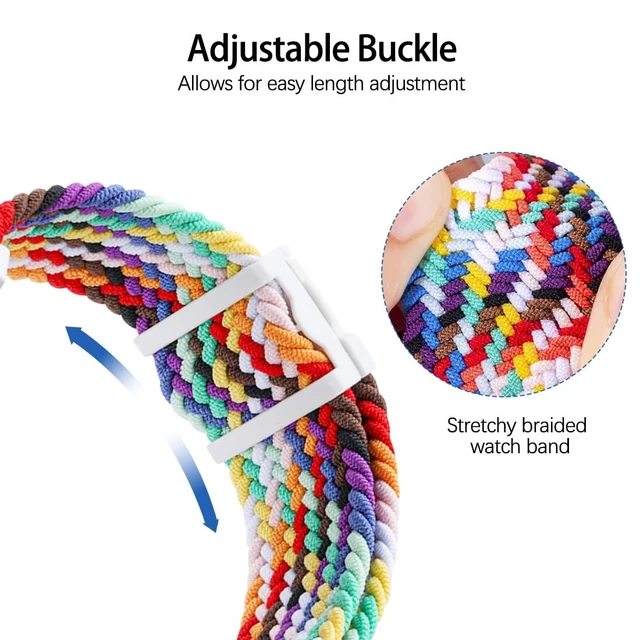 Alt view image 5 of 7 - Stretchy Braided Gizmo Watch Band Replacement - Magnetic Buckle, Adjustable Length, Breathable, Quick Release Spring Bars - Teal