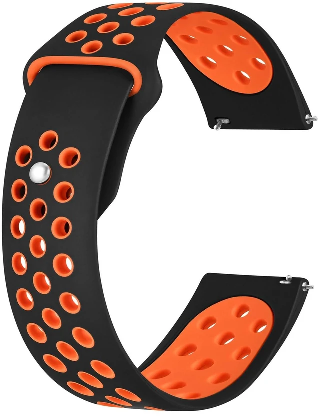 Main image of Watch Bands for Men and Women, Ventilated Silicone Watch Straps, Quick Release Sport Loop Band, 22mm, Black/Orange