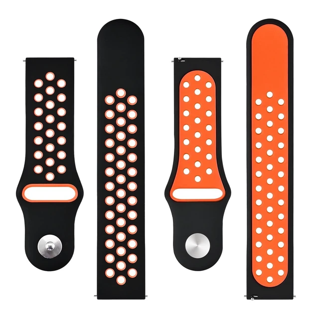 Alt view image 3 of 7 - Watch Bands for Men and Women, Ventilated Silicone Watch Straps, Quick Release Sport Loop Band, 22mm, Black/Orange